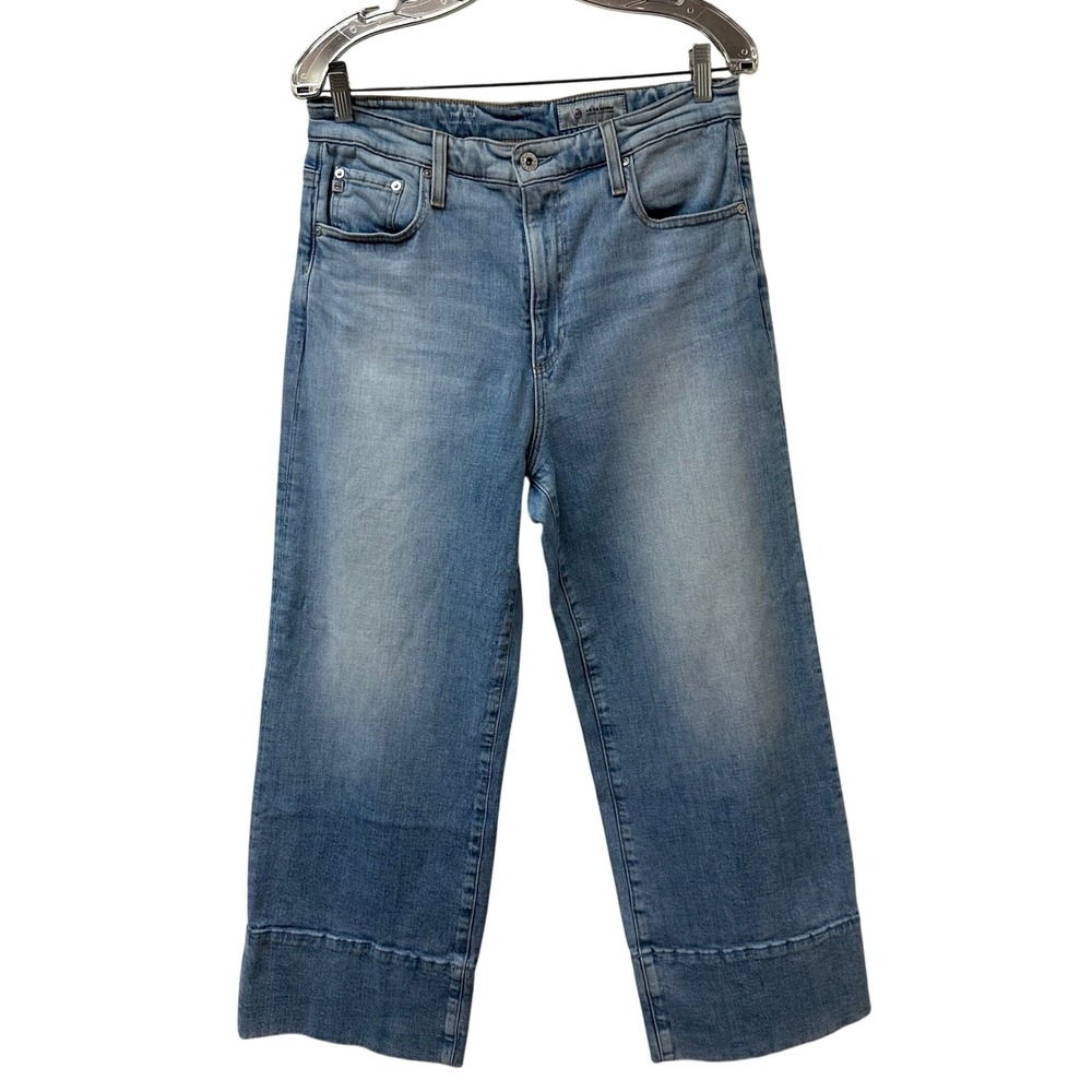 AG Adriano Goldschmied The Etta High Waisted Wide Leg Crop Jeans Light Wash 32